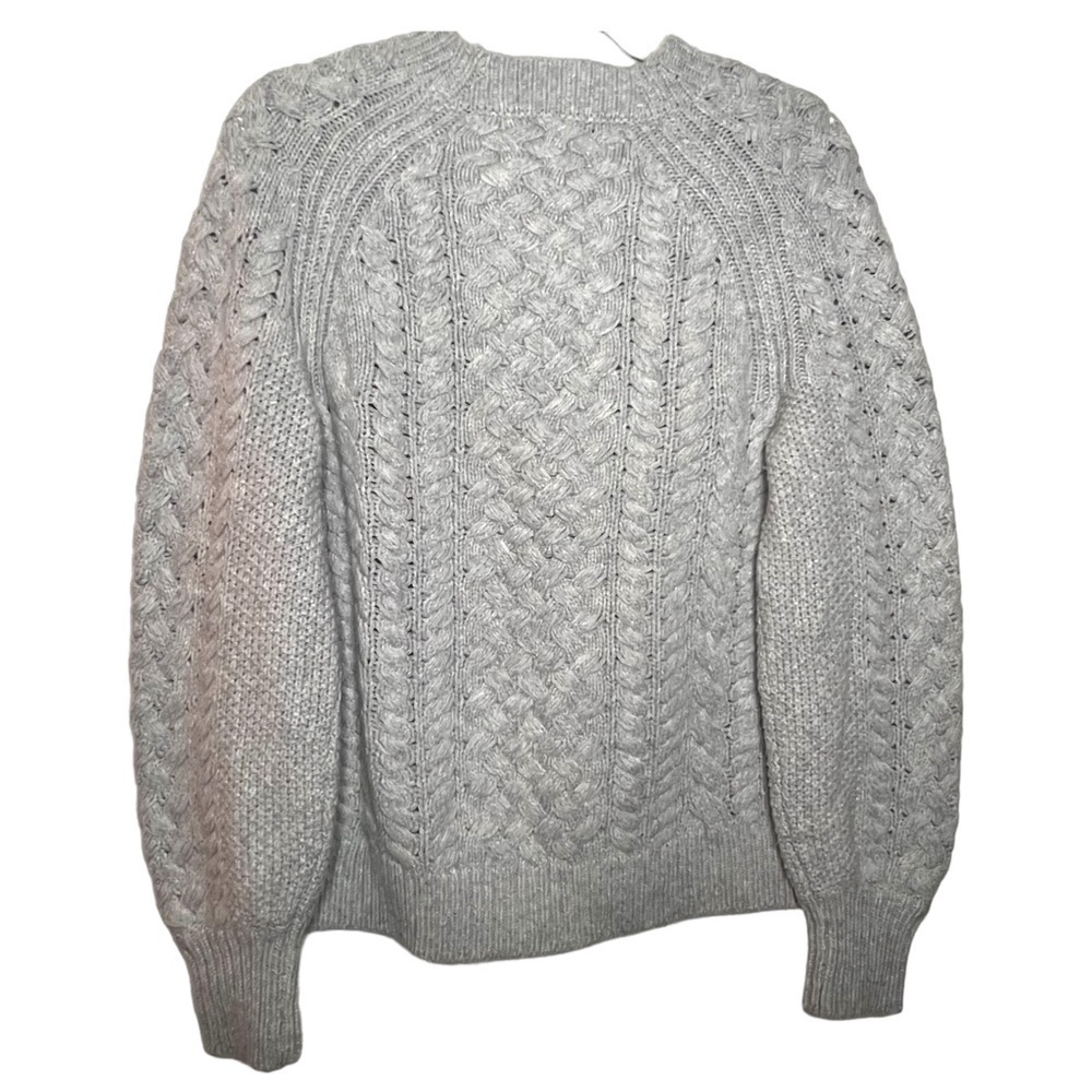 J. Crew Merino Wool Blend Cable Knit Sequin Sweater Heather Dusk Grey Size Small - Picture 3 of 8